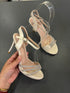Women Ankle Strap Rhinestone Decor Open Toe Stilettos